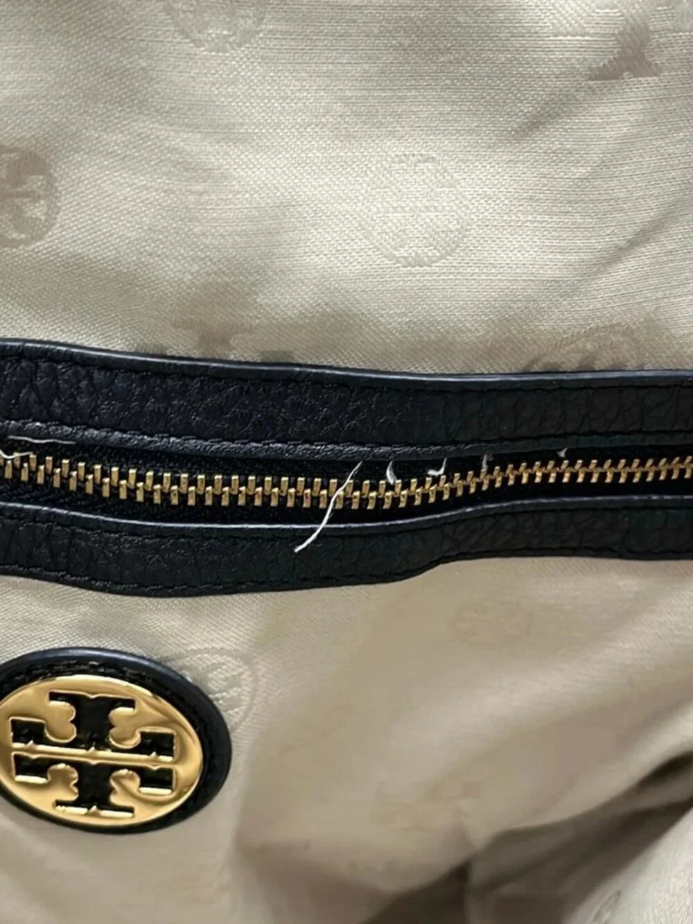 TORY BURCH Black Nylon Leather Tote Bag